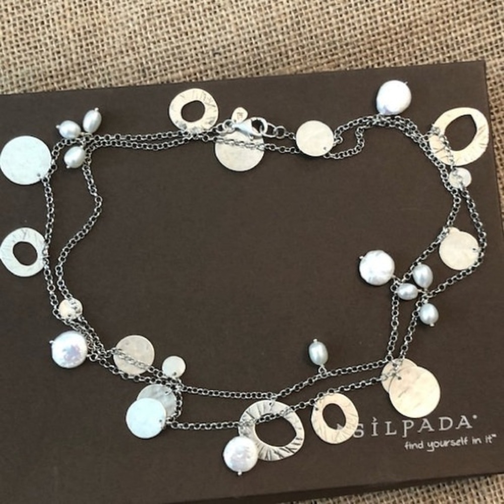 Silpada Sterling Silver & mother of pearl ‘Pearl of a Girl’ 36 inch Necklace